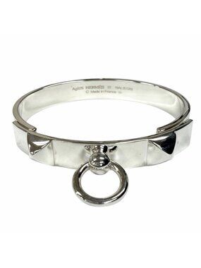 Hermes Collier de Chien Bracelet ST Bangle Silver